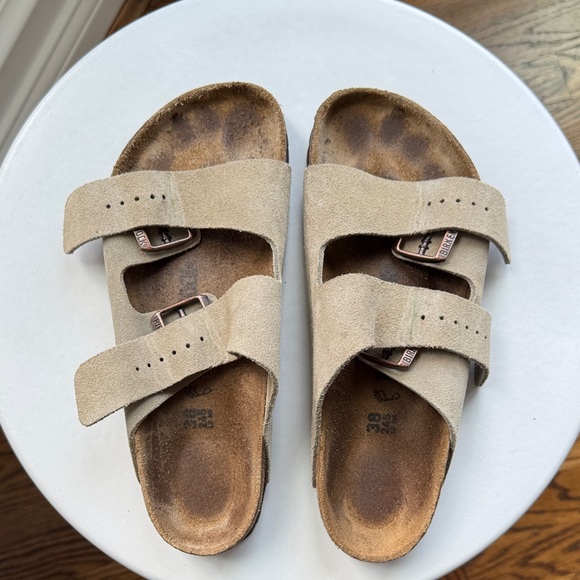 Birkenstock Beige Suede Double Strap Sandals Womens Size 38 - Picture 14 of 14